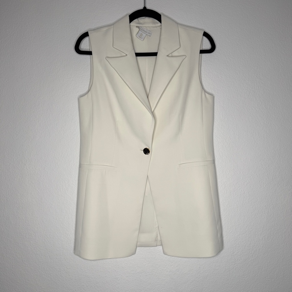 House of Harlow 1960 Vest Sleeveless Blazer Cream Notched Collar Size S